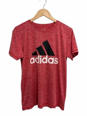 adidas Regular Fit Women’s Red Heather Logo Short Sleeve Tee T-Shirt